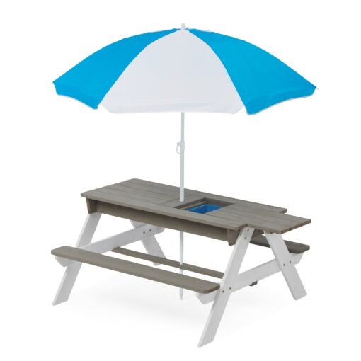 3-in-1 Kids Outdoor Wooden Picnic Table With Umbrella - Image 8