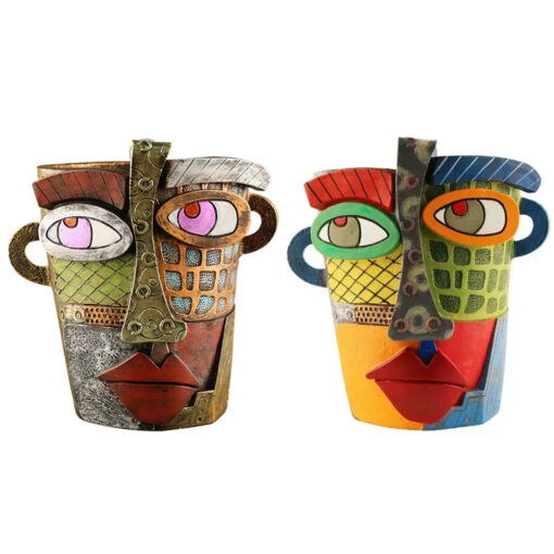 Handmade Picasso Brutalist Abstract Beauty Face Flower Pot - Image 9