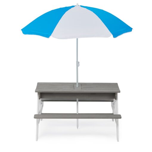 3-in-1 Kids Outdoor Wooden Picnic Table With Umbrella - Image 5
