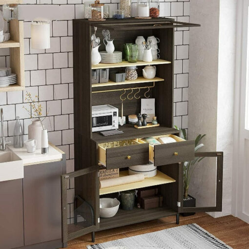 Large Freestanding Wooden Kitchen Pantry Storage Cabinet Closet - Image 3