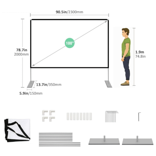 Portable Outdoor Movie Projector Backyard Screen 100" - Image 3