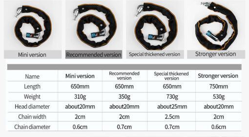 Foldable Bike Chain Cable Metal Lock - Image 9