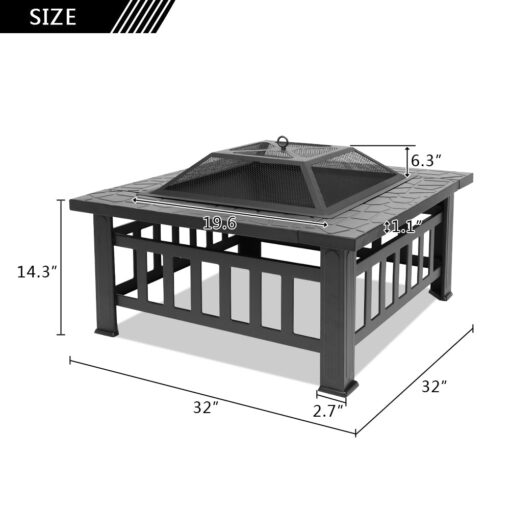 Outdoor Modern Square Patio Fire Pit Table - Image 3