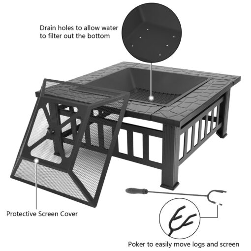 Outdoor Modern Square Patio Fire Pit Table - Image 4