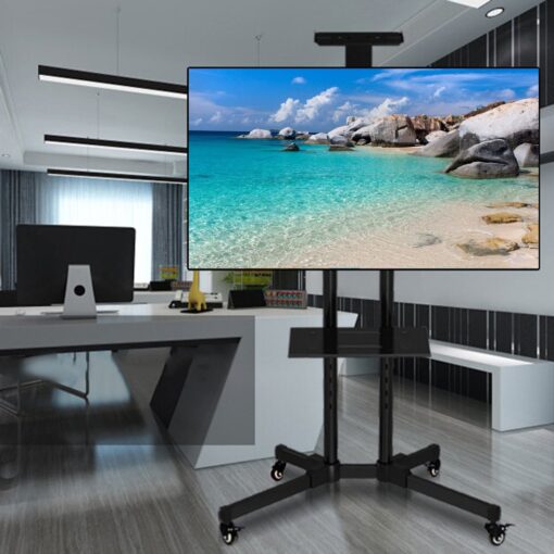Premium Adjustable Universal Rolling Swivel TV Stand Cart - Image 4