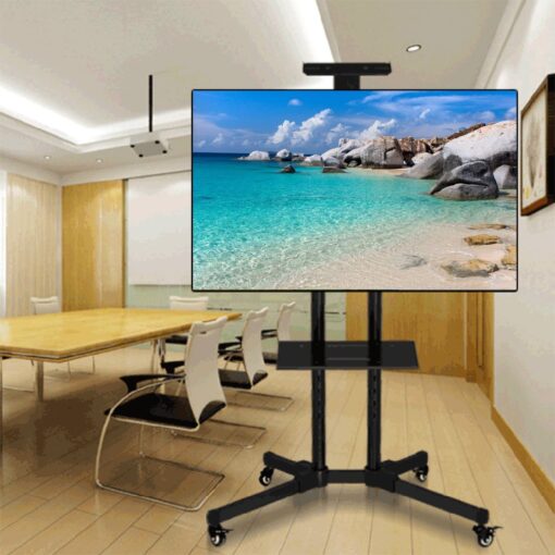 Premium Adjustable Universal Rolling Swivel TV Stand Cart - Image 2