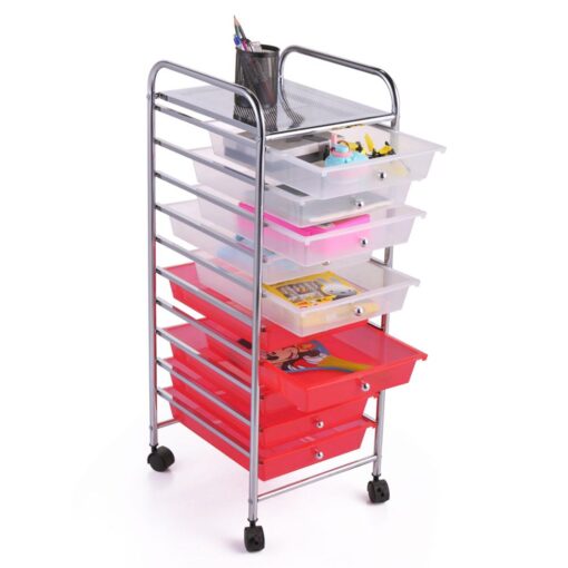 Heavy Duty 10 Drawer Rolling Storage Organizing Cart - Image 10