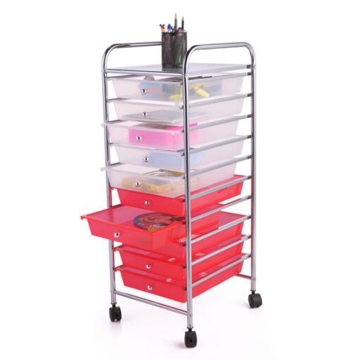 Heavy Duty 10 Drawer Rolling Storage Organizing Cart - Image 12
