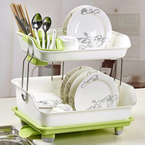 Compact 2 Tier Kitchen Dish Drying Drainer Rack - Image 7