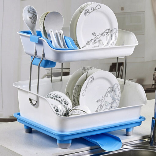 Compact 2 Tier Kitchen Dish Drying Drainer Rack - Image 3