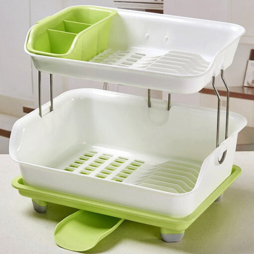 Compact 2 Tier Kitchen Dish Drying Drainer Rack - Image 2