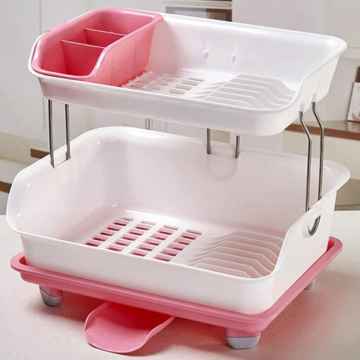Compact 2 Tier Kitchen Dish Drying Drainer Rack - Image 4