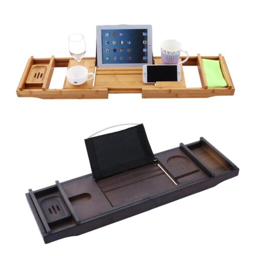 Large Spacious Bamboo Bathtub Caddy Tray - Image 10