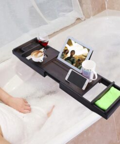 Large Spacious Bamboo Bathtub Caddy Tray