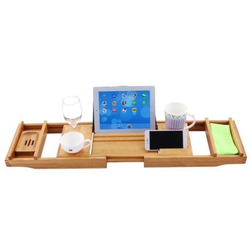Large Spacious Bamboo Bathtub Caddy Tray - Image 5