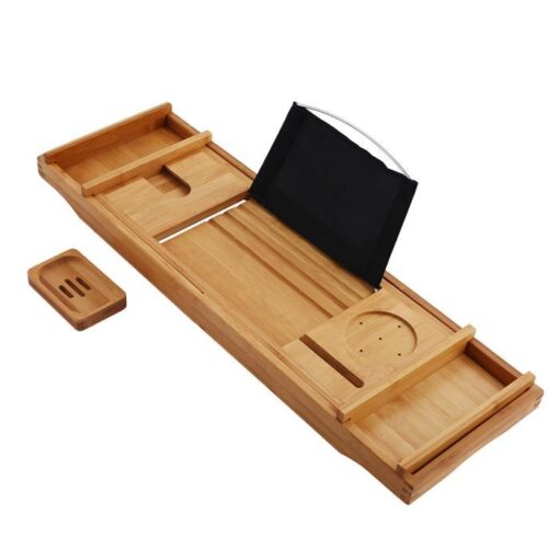 Large Spacious Bamboo Bathtub Caddy Tray - Image 11