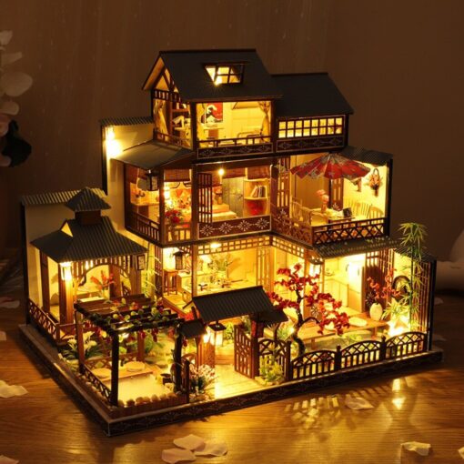 Large LED Glowing Modern Wooden DIY Doll House - Image 18
