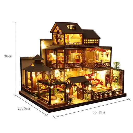 Large LED Glowing Modern Wooden DIY Doll House - Image 8