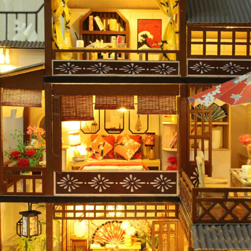 Large LED Glowing Modern Wooden DIY Doll House - Image 7
