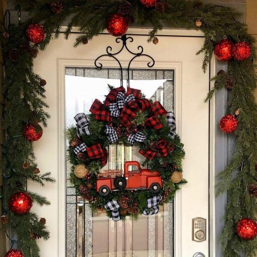Outdoor Artificial Hanging Christmas Wreath - Image 3