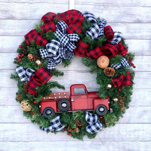 Outdoor Artificial Hanging Christmas Wreath - Image 6