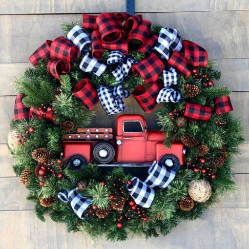 Outdoor Artificial Hanging Christmas Wreath - Image 5