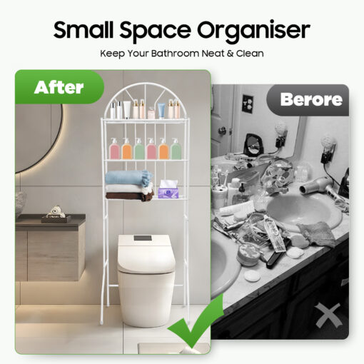Large Over The Toilet Bathroom Space Saver Storage Shelf - Image 6