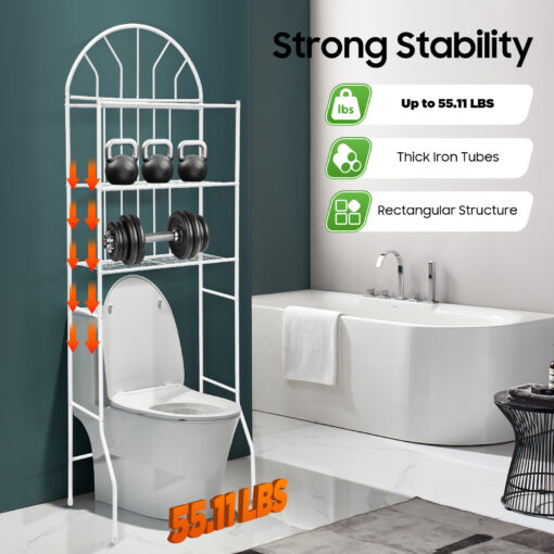 Large Over The Toilet Bathroom Space Saver Storage Shelf - Image 5