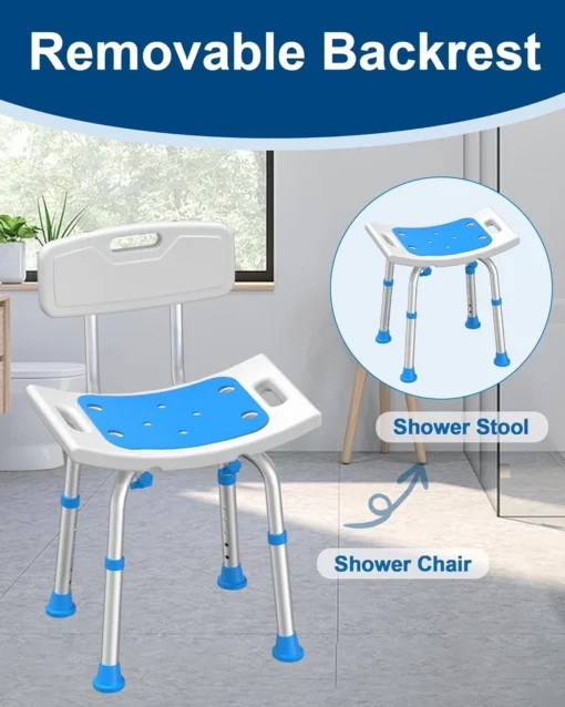 Heavy Duty Shower Chair with Removable Backrest - Image 2