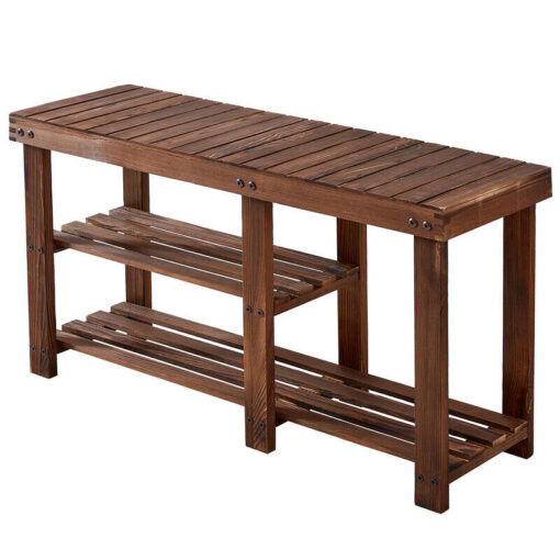 Large Spacious Entryway Shoe Organizer Storage Bench Rack - Image 2