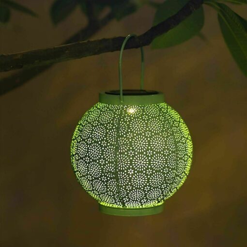 Outdoor Hanging Solar Powered Round Light Lanterns - Image 2