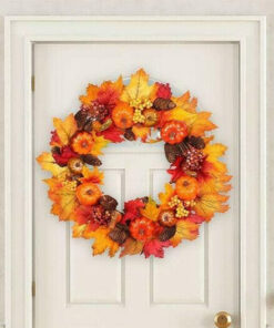 Festive Autumn / Fall Pumpkin Leaves Door Wreath