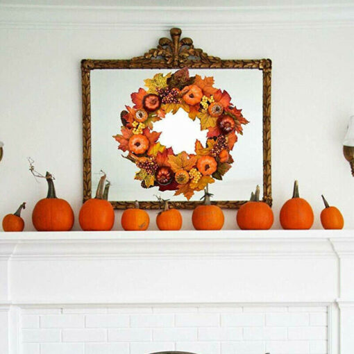Festive Autumn / Fall Pumpkin Leaves Door Wreath - Image 5
