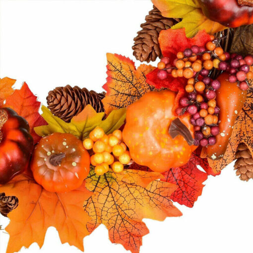 Festive Autumn / Fall Pumpkin Leaves Door Wreath - Image 7