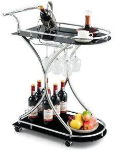 Modern Kitchen Bar Wine Serving Trolley Cart On Wheels