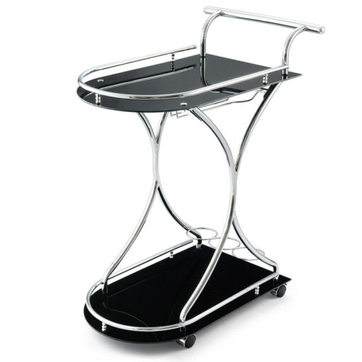 Modern Kitchen Bar Wine Serving Trolley Cart On Wheels - Image 4