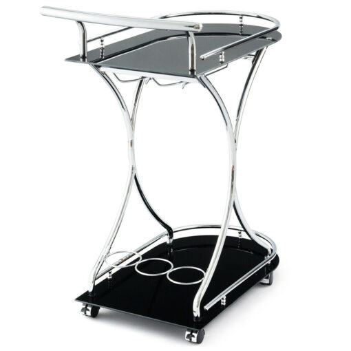 Modern Kitchen Bar Wine Serving Trolley Cart On Wheels - Image 5