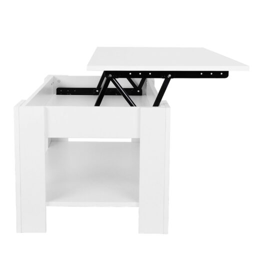 Large Wooden Solid Pop Up Lifting Top Storage Coffee Table - Image 3