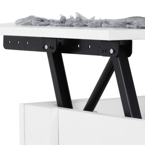 Large Wooden Solid Pop Up Lifting Top Storage Coffee Table - Image 6