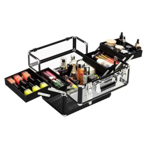 Large Compact Traveling Makeup Organizer Suitcase Box - Image 8