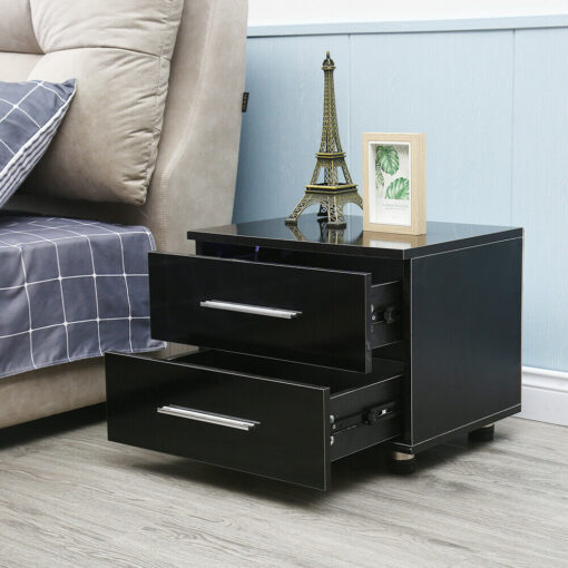 Luxurious Modern LED Bedside Nightstand Drawer Storage Table - Image 2