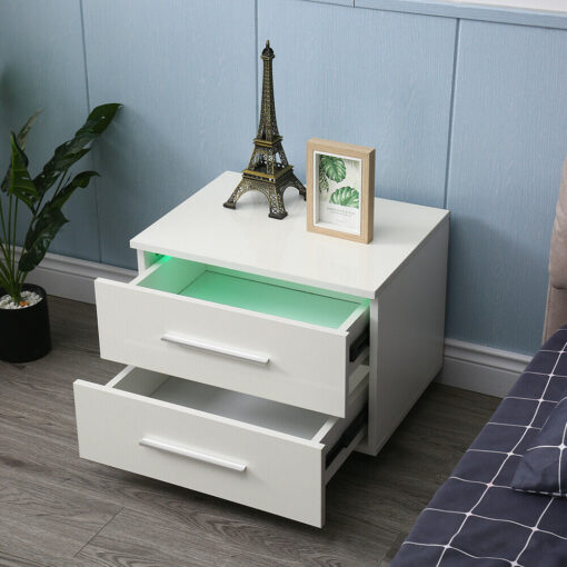 Luxurious Modern LED Bedside Nightstand Drawer Storage Table - Image 5