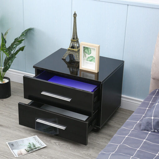 Luxurious Modern LED Bedside Nightstand Drawer Storage Table - Image 6