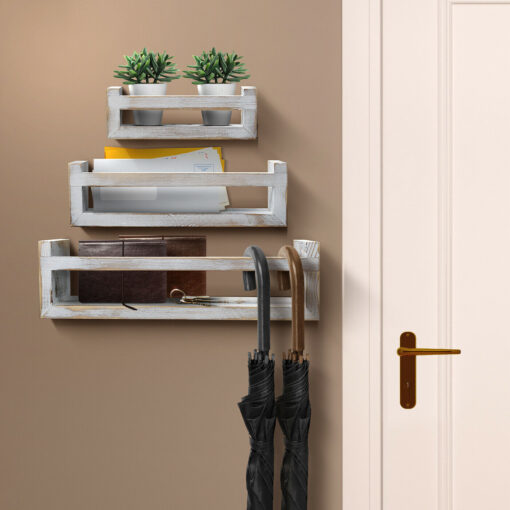 Premium Wall Mounted Floating Wooden Rustic Kitchen Shelves - Image 4