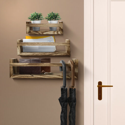 Premium Wall Mounted Floating Wooden Rustic Kitchen Shelves - Image 6