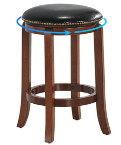 Wooden Rustic Cushioned Leather Counter Bar Stool