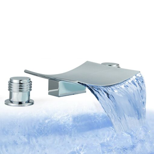 LED Widespread Waterfall Bathroom Sink Faucet 8"