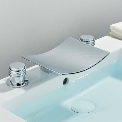 LED Widespread Waterfall Bathroom Sink Faucet 8" - Image 5