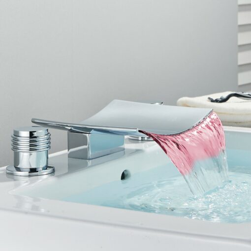 LED Widespread Waterfall Bathroom Sink Faucet 8" - Image 2