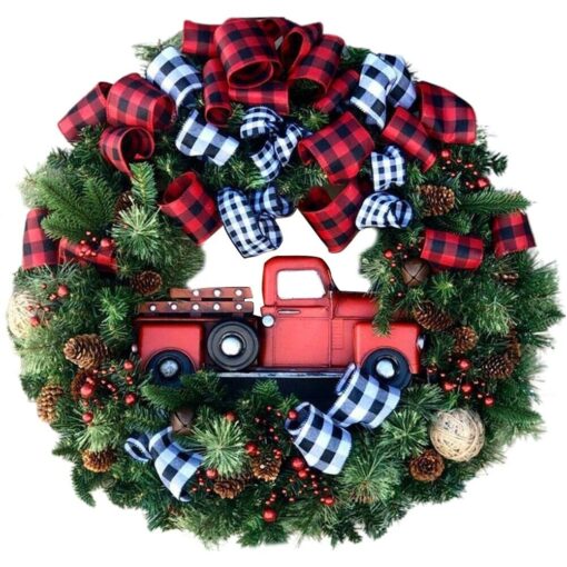 Outdoor Artificial Hanging Christmas Wreath - Image 4